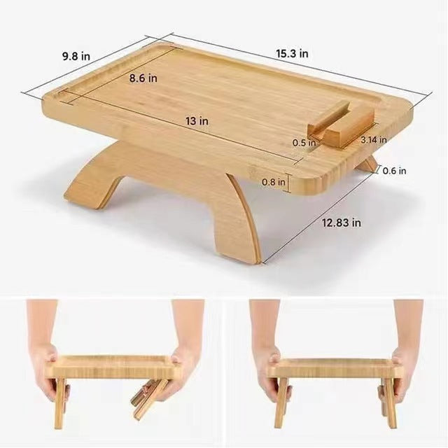 Cross Border New Product Bamboo Wooden Lazy Sofa Tray Cozy Sofa Tray Armrest Tray Snack Tray