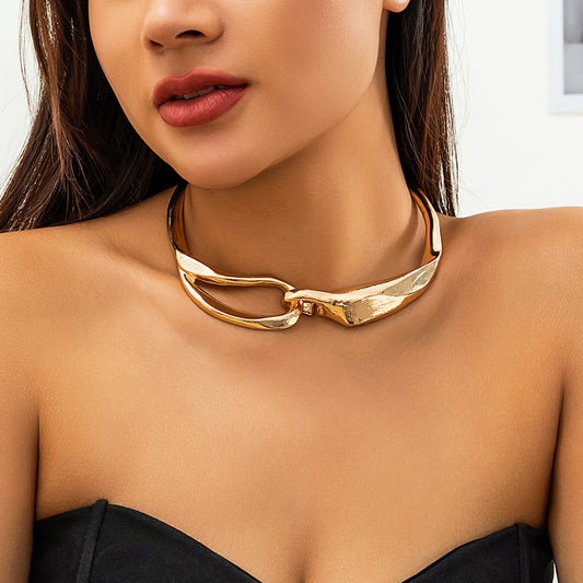 Punk Style Abstract Collar Female Personalized Metal Buckle Geometric Sweet Cool Style Clavicle Chain