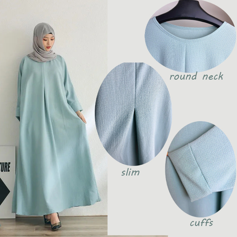 Tiktok Middle East Muslim Fashion Robe Solid Color Women&#039;s Dress