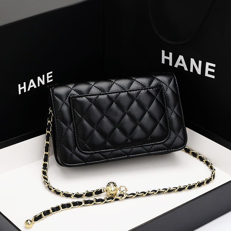 Genuine Leather Chanel Style Women's Bag 2023 New Fashion Diamond Versatile Chain Bag Crossbody Bag Cowhide Shoulder Bag Women's Bag