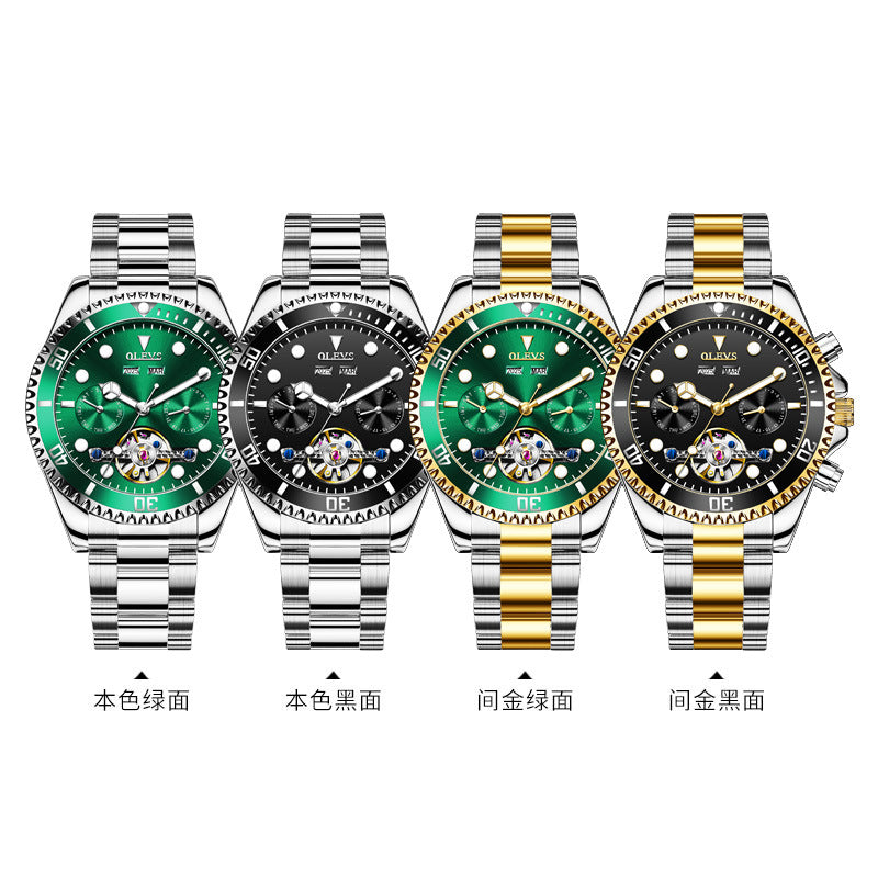 Oris Brand Watch Multifunctional Mechanical Watch Green Waterproof Ghost Hollowed Out Men&amp;amp;amp;amp;#039;s Watch Men&amp;amp;amp;amp;#039;s Watch