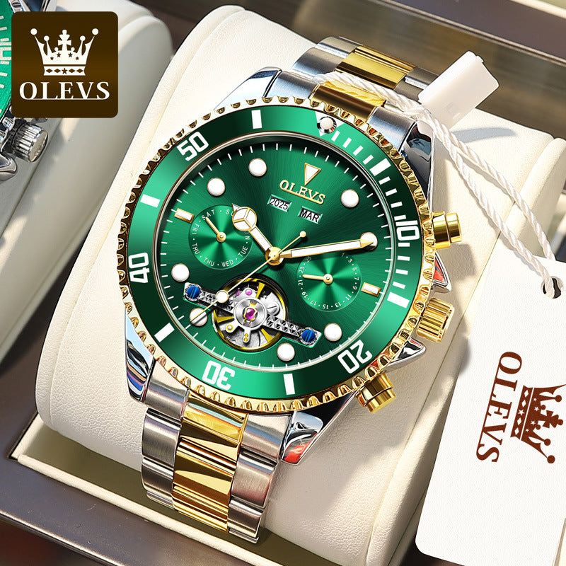 Oris Brand Watch Multifunctional Mechanical Watch Green Waterproof Ghost Hollowed Out Men&amp;amp;amp;amp;#039;s Watch Men&amp;amp;amp;amp;#039;s Watch