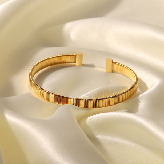 Cross-border New Titanium Steel Open Bracelet Simple Fashion Versatile Design Stainless Steel Non-fading 18K Gold Bracelet
