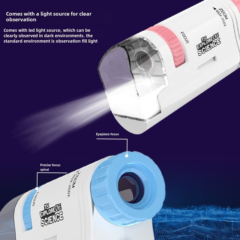 Children&#039;s Portable Handheld Optical Microscope Boys Girls Scientific Outdoor Exploration Educational Toys Gift