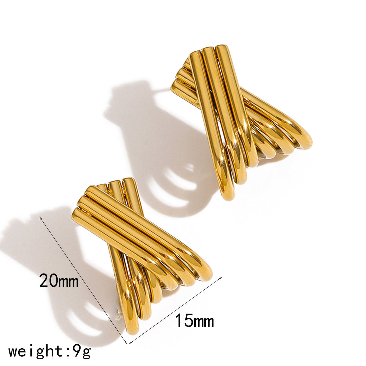 18k Gold X-shaped Stainless Steel Earrings Female Niche Simple Line Fashion Earrings Earrings Jewelry