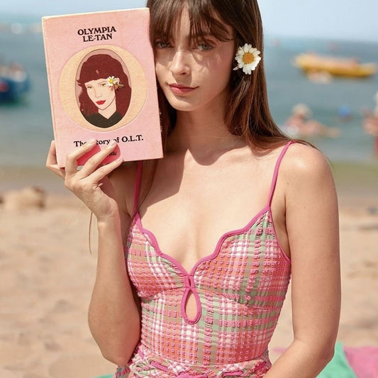 2025 New Plaid Sling Sling Slim-fit Beach Hot Spring Sports Sunscreen Women's Swimsuit Swimsuit