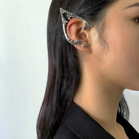 European And American Cross-border Jewelry Sweet Cool Dark Style All-match Elf Earrings Retro Creative Halloween Contour Ear Clip For Women