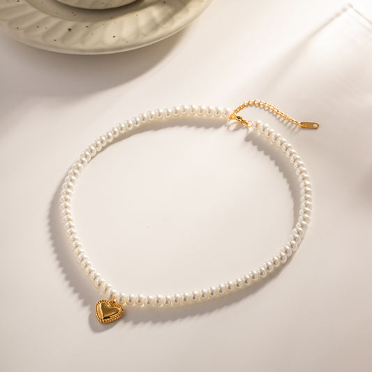 European And American Trend Internet Celebrity Ins Style 18K Gold-plated Pearl Love Pendant Necklace No Fading Fashion All-match Necklace Decoration
