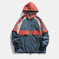 Spring And Autumn Loose Multicolor Top Hooded Coat