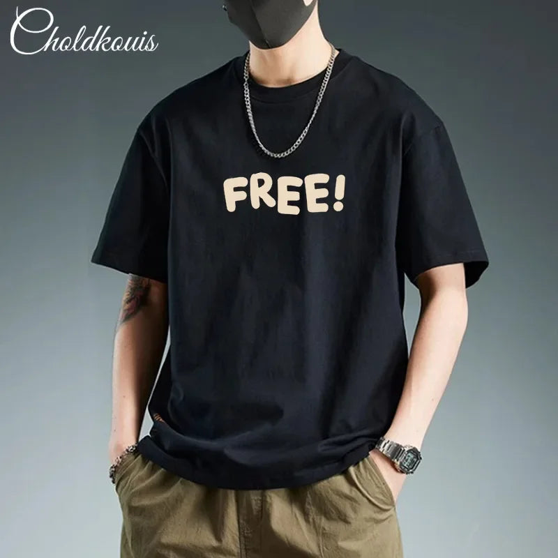 Trendy Pure Cotton Short Sleeve Men&#039;s T-Shirt Loose Fit Versatile Casual Half Sleeve Summer Time Fashion Icon Printed Tops