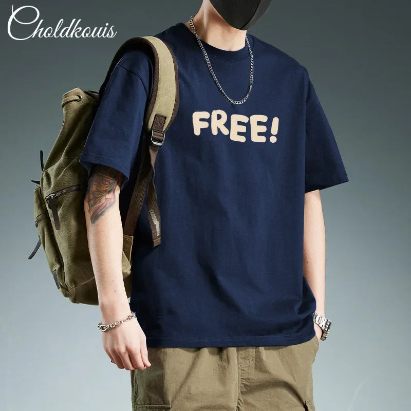 Trendy Pure Cotton Short Sleeve Men&#039;s T-Shirt Loose Fit Versatile Casual Half Sleeve Summer Time Fashion Icon Printed Tops