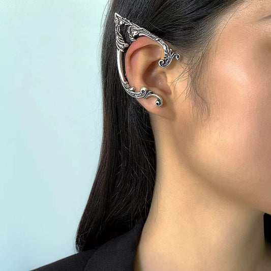 European And American Cross-border Jewelry Sweet Cool Dark Style All-match Elf Earrings Retro Creative Halloween Contour Ear Clip For Women
