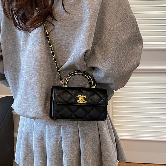 Light Luxury Rhombic Women's Bag 2025 New Style Chanel Style Bag Underarm Bag Fashionable All-match Chain Shoulder Small Square Bag