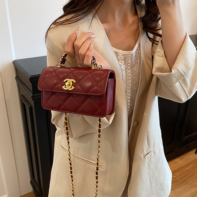 Light Luxury Rhombic Women's Bag 2025 New Style Chanel Style Bag Underarm Bag Fashionable All-match Chain Shoulder Small Square Bag
