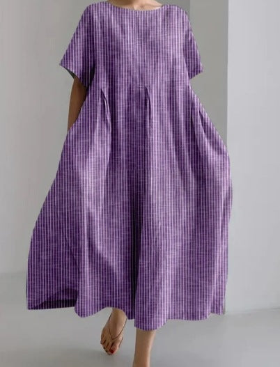 Round Neck Fashion Premium Short Sleeve Printed Dress