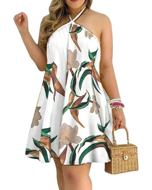 2022 Independent Station Wish Amazon Explosions Summer Off-shoulder Neck Lace-up Loose Women&#039;s Dress For Women