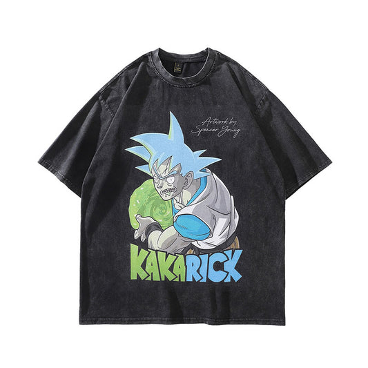 Harajuku Japanese Street Fashion Brand Heavy Cotton Washed Old Retro Half Sleeve T-shirt Loose Short Sleeve Antique