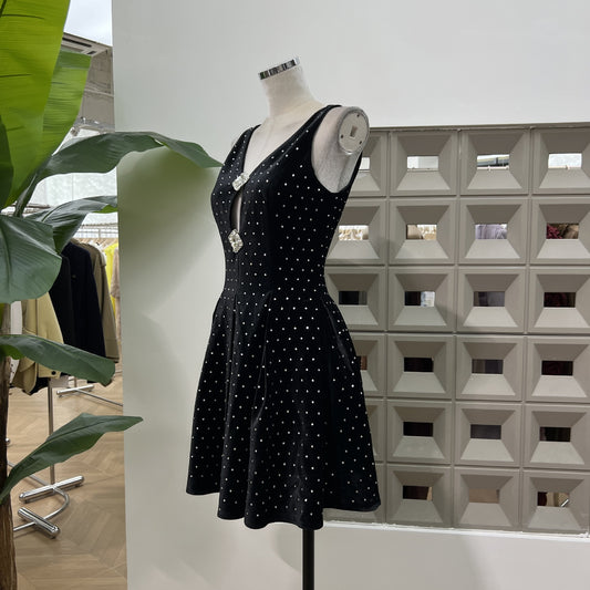 Amazon Fashionable High-end Daughter Imported Full Diamond Waist Heavy Industry Dress Retro Chic Early Autumn Gift Skirt