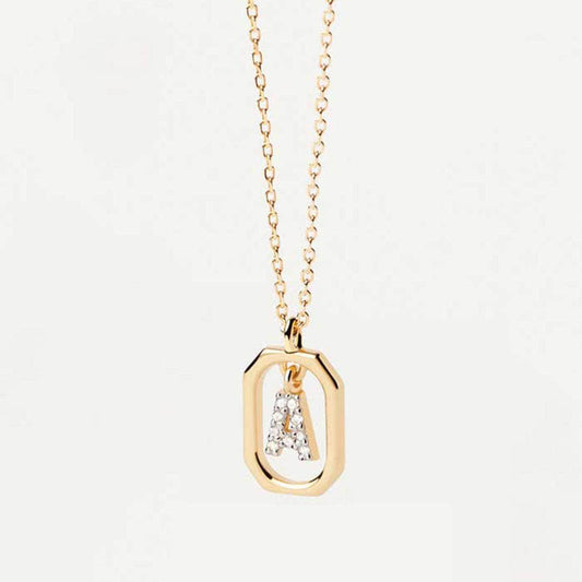 S925 Sterling Silver Split Electroplated Small Letter Hanging Necklace