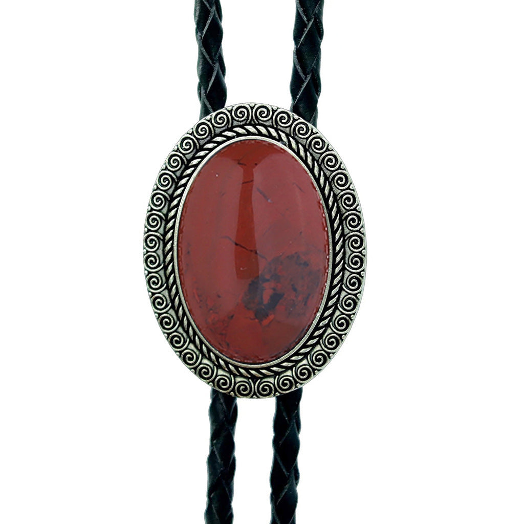 Jade Gem Bolo Tie Polo Neckline Rope Necklace