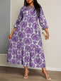 Printed V-neck Lace-up Swing Vacation Style Dress