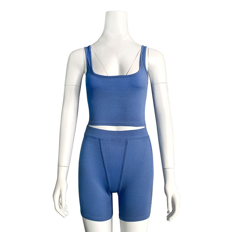 Ladies Summer Striped Hip Lift High Waist Shorts Sports Casual Suit