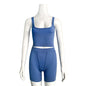 Ladies Summer Striped Hip Lift High Waist Shorts Sports Casual Suit
