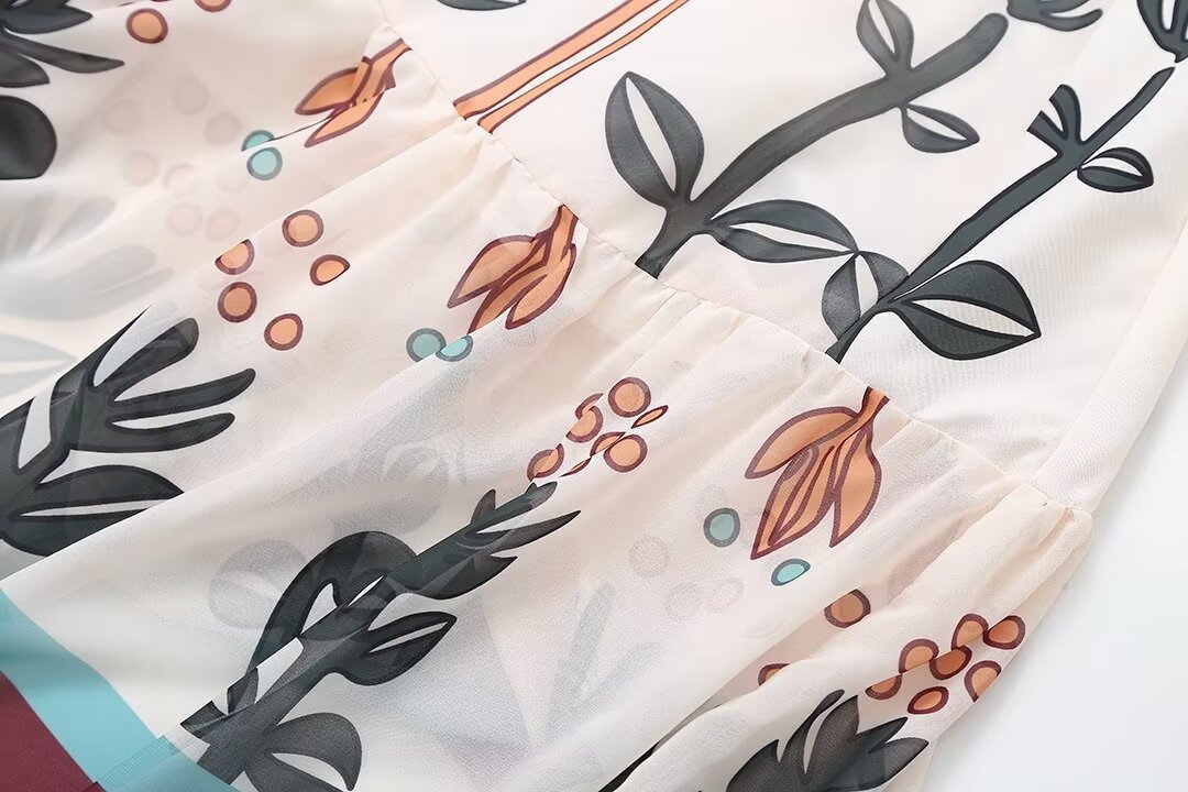 Women's Chiffon Printed Sling Flower Embroidery Dress
