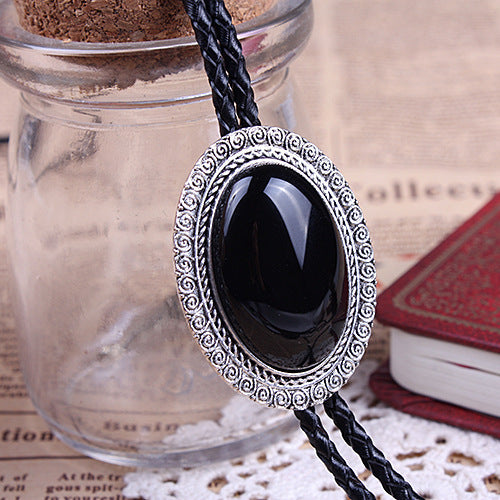 Jade Gem Bolo Tie Polo Neckline Rope Necklace