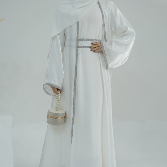 Dubai Turkey Daily Solid Color Trim Robe Cardigan