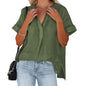 Women's Short Sleeve Thin V-neck Pullover Loose Shirt