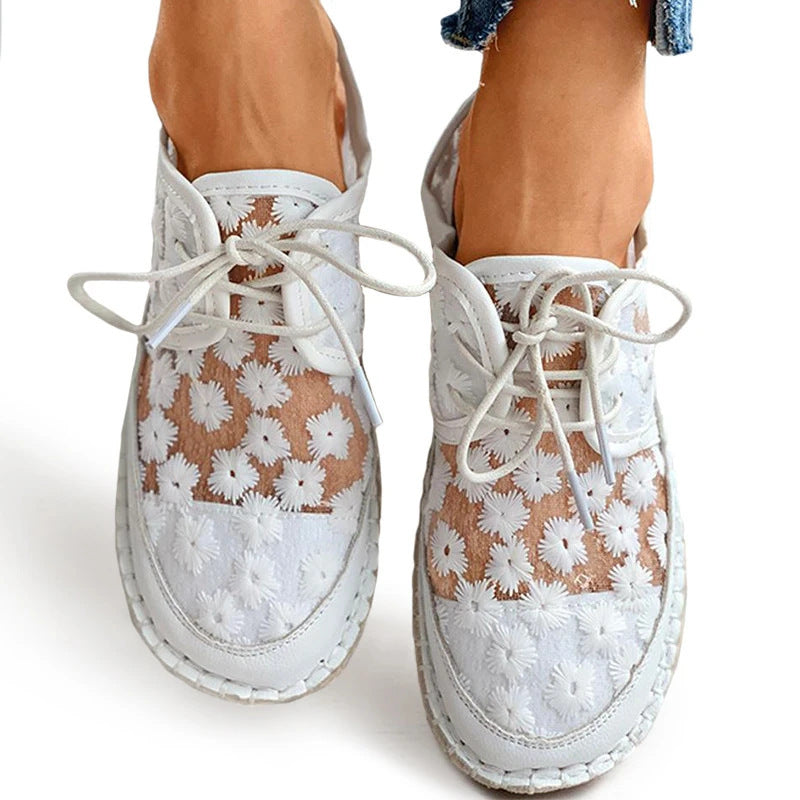Flower Lace Up Casual Women's Pumps