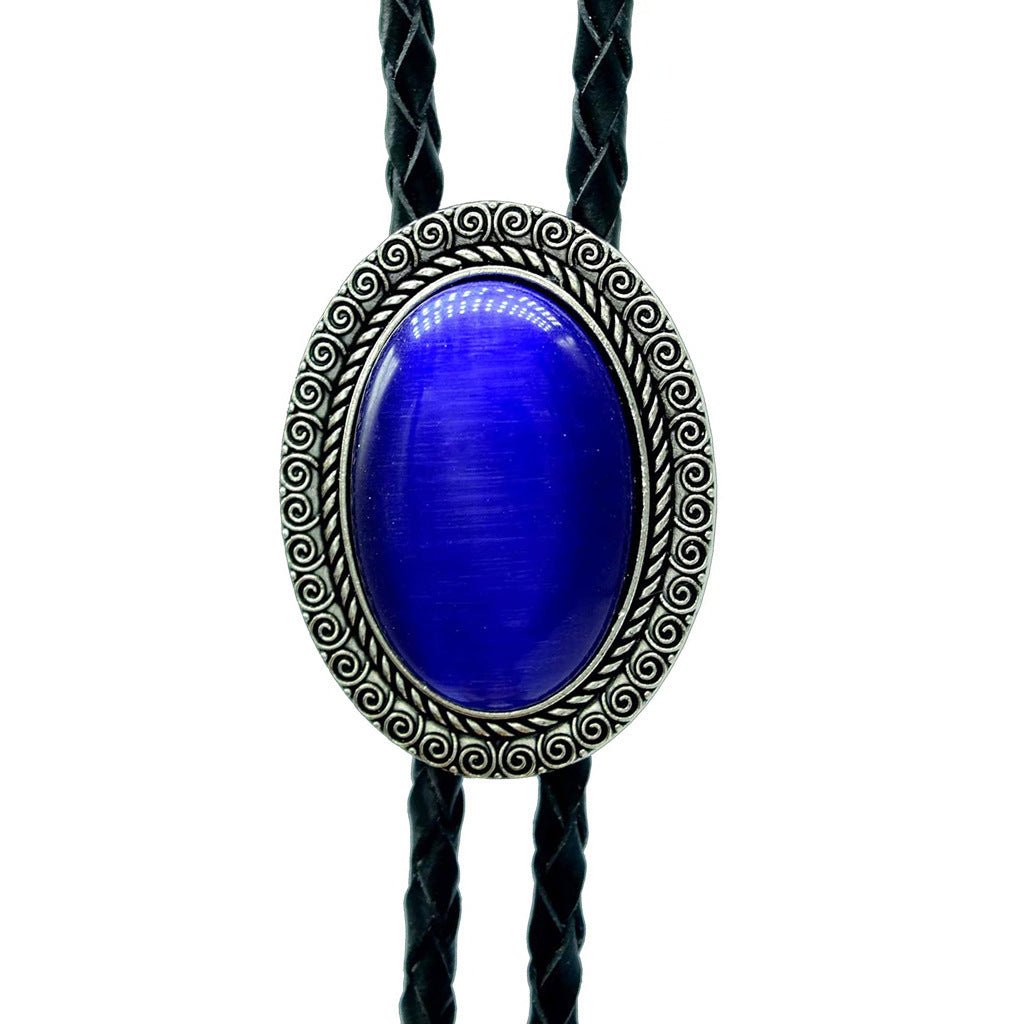 Jade Gem Bolo Tie Polo Neckline Rope Necklace