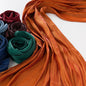 Solid Color Thin Travel Sun Protection Shawl Linen Plain Satin Scarf