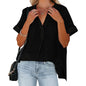 Women's Short Sleeve Thin V-neck Pullover Loose Shirt