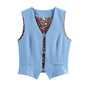 All-match Solid Color Sleeveless Stretch Denim Vest Jacket