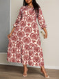 Printed V-neck Lace-up Swing Vacation Style Dress