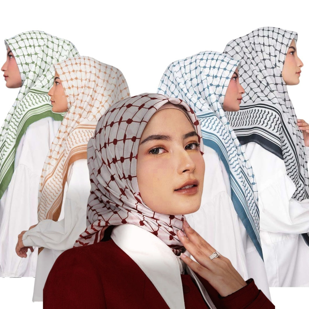New Chiffon Printed Plaid Square Scarf