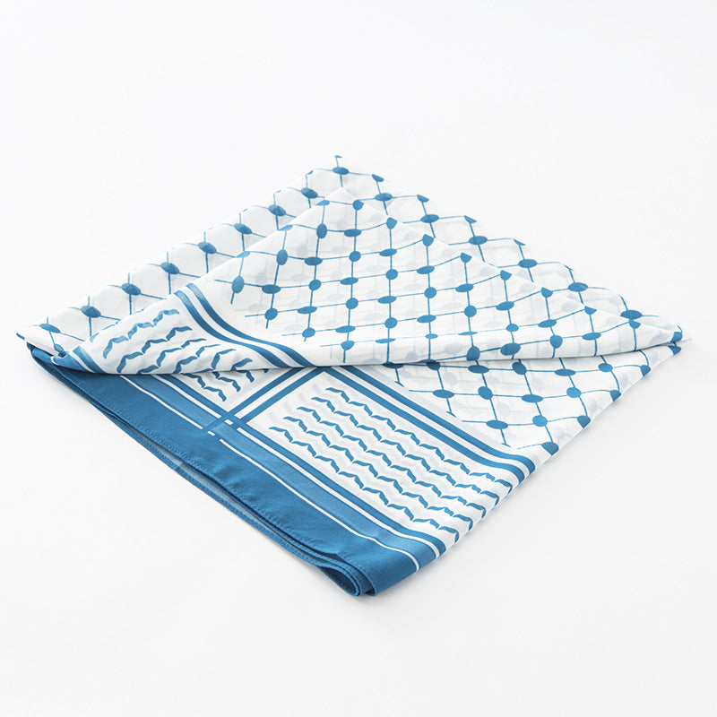 New Chiffon Printed Plaid Square Scarf