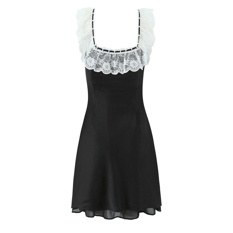 Pure Desire Ruffled Lace Patchwork Waist-slimming Dress