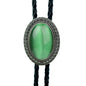 Jade Gem Bolo Tie Polo Neckline Rope Necklace